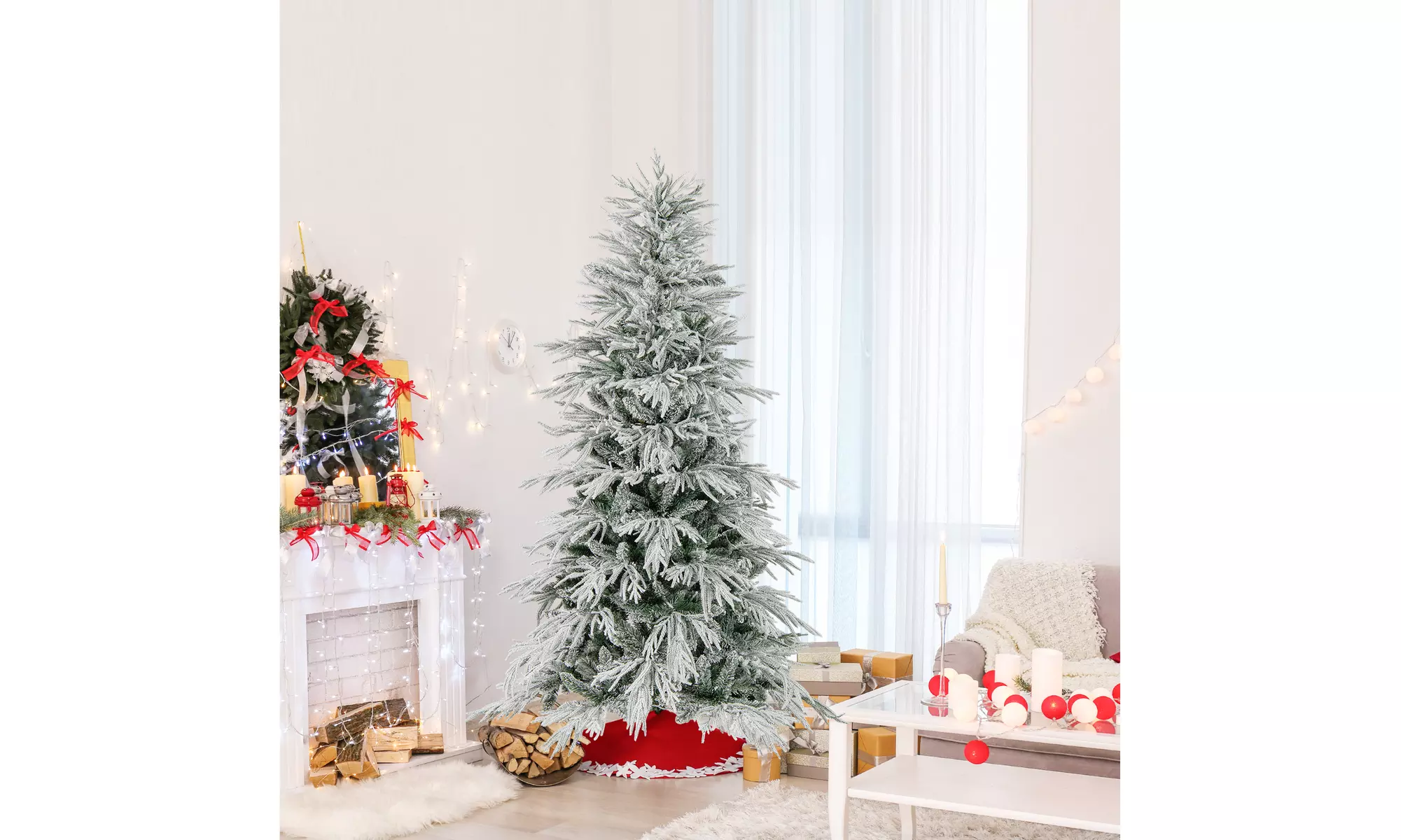 Costway Pre-Lit Artificial Christmas Tree with Branch Tips | Warm White LED Lights | Easy Setup & Home Decor