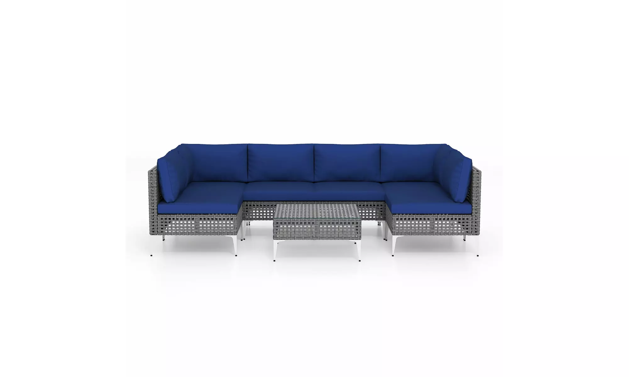 Costway Outdoor Furniture Set with Seat & Back Cushions Coffee Table