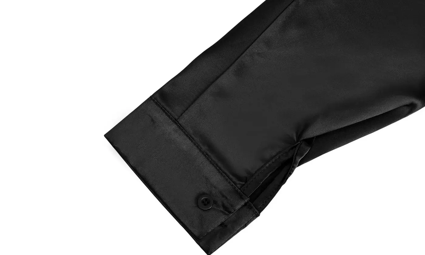 Women's Satin Button-Down Shirt Wrinkle-Free Soft Long Sleeve Blouse