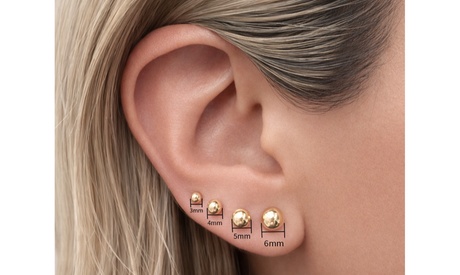 14K Solid Yellow Gold Ball Studs in Multiple Sizes 3MM 14K Gold
