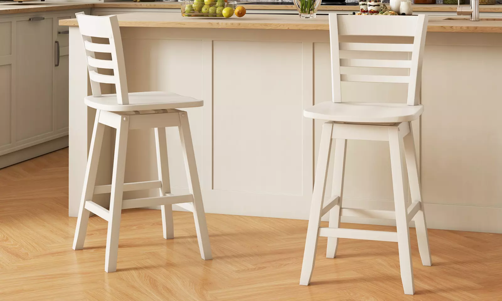 Costway 24.5" Counter Height Bar Chairs Swivel Bar Stools with Hollow Backrest