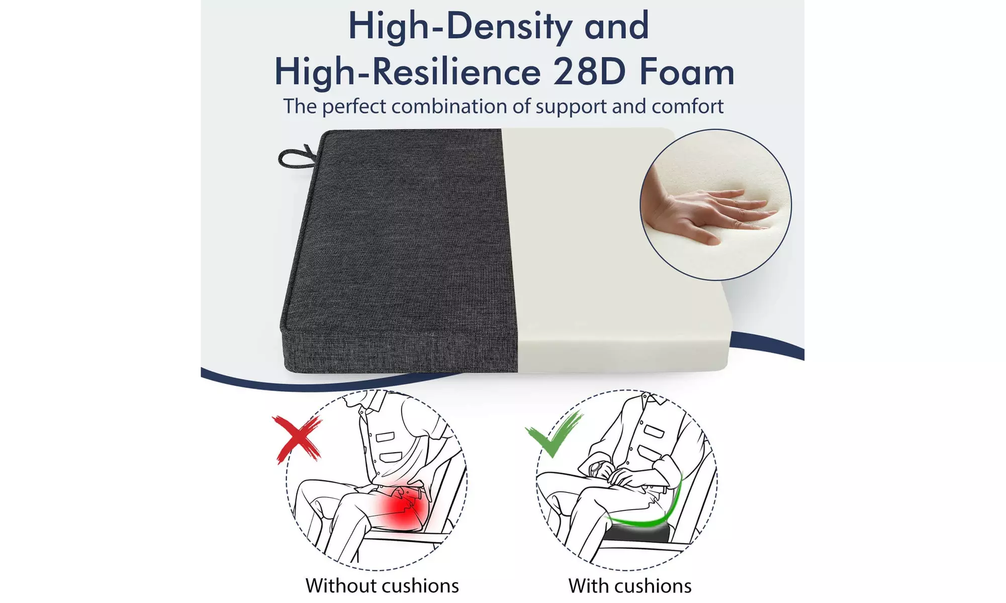 2, 4 or 6 Costway Outdoor Chair Cushions with Fade-Resistant Fabric