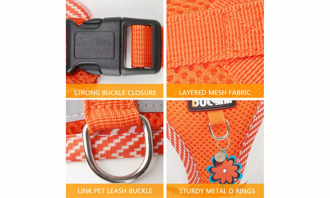 Soft Mesh Dog Harness Leash Set No-Chock Step-in Reflective Vest Harnesses