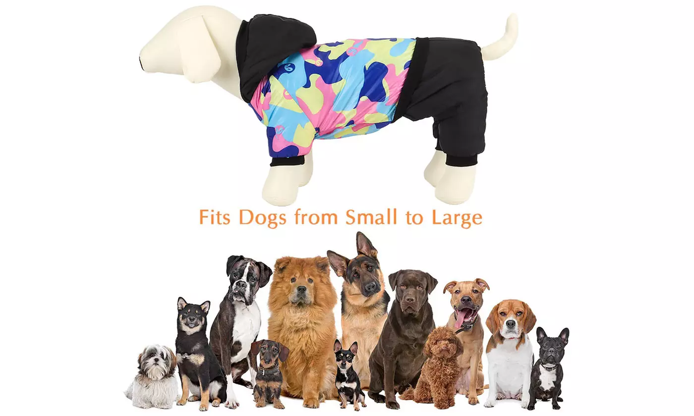 Waterproof Dog Raincoats with Hood Windproof Cozy Warm Cold Weather Jacket