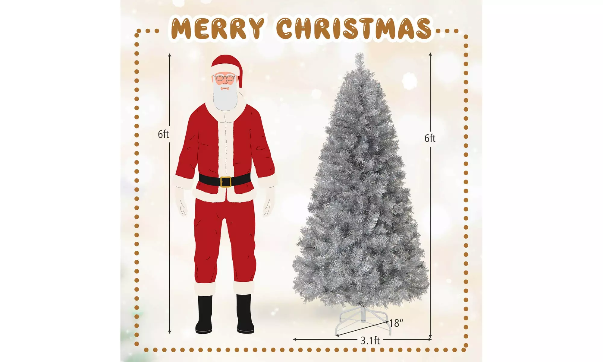 Costway 5/6/7 FT Christmas Tree Artificial Xmas Tree with Branch Tips LED Lights