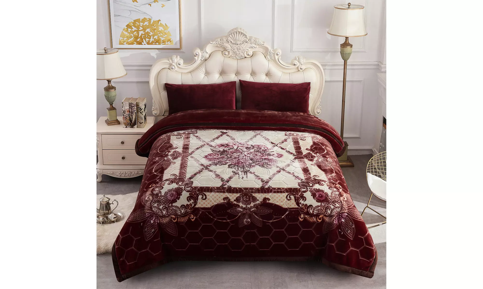 JML Heavy Fleece Blanket,2 Ply Printed Bed Blanket For King Size,85"x93",10Lb