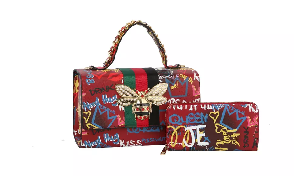 Women's Fashional Patent HandBag  Satchel with wallet