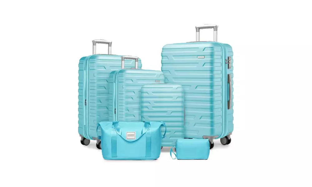 Six-Piece Luggage Set with Expandable Suitcases