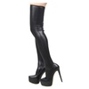 Image 3: Women Faux Leather Stockings Thigh High Clubwear Stockings Black