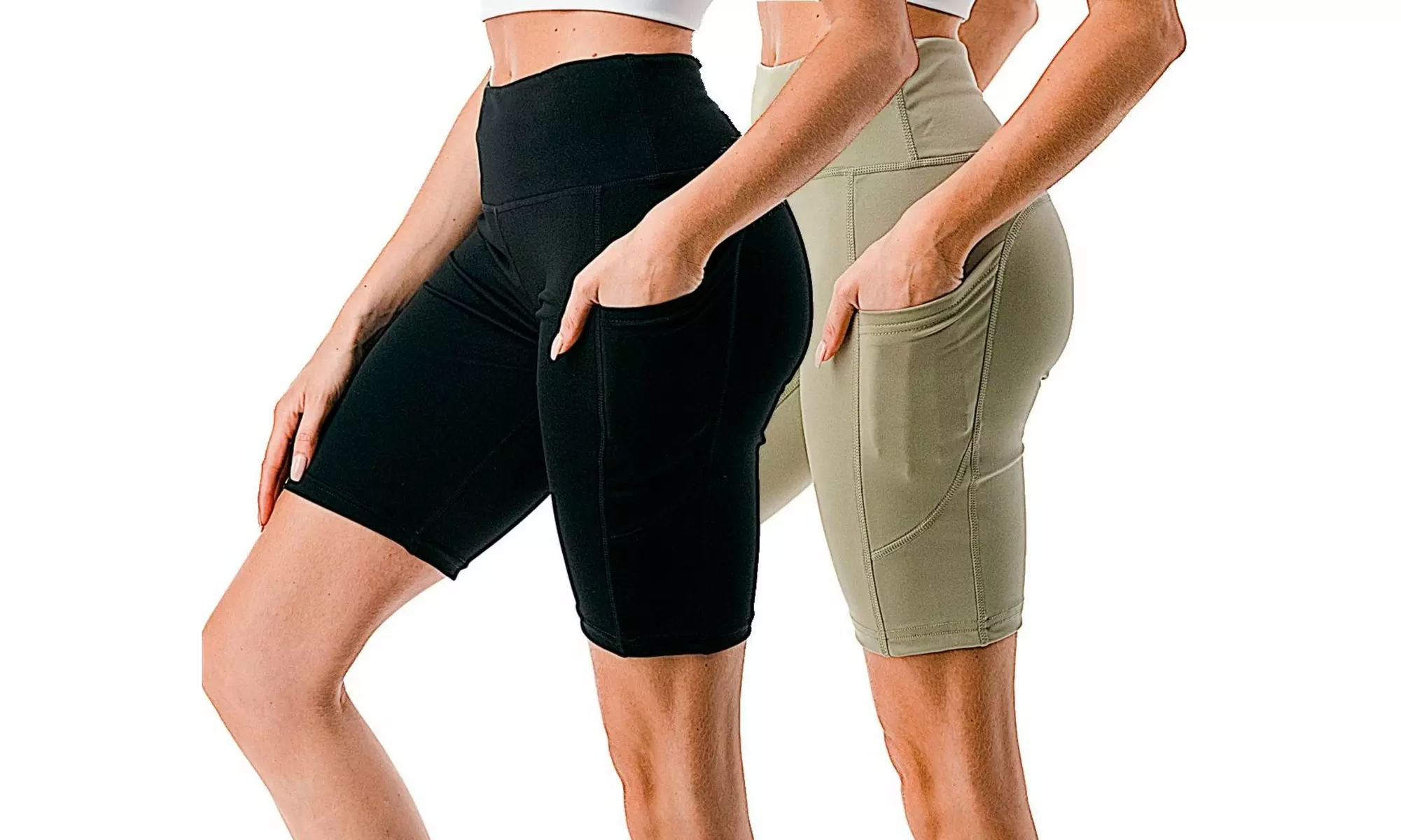 2-Pack Women's Biker Bermuda Shorts High Waisted Tummy Control Leggings 