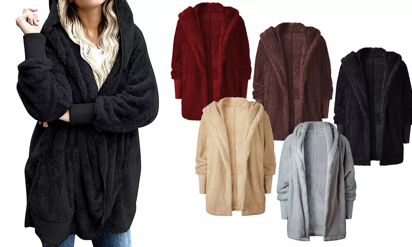Women Winter Fleece Plush Fluffy Coat Fleece Fur Jacket Tops Oversized - Primary Image