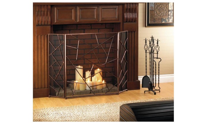 Modern Artistic Geometric Design Iron Fireplace Screen Groupon