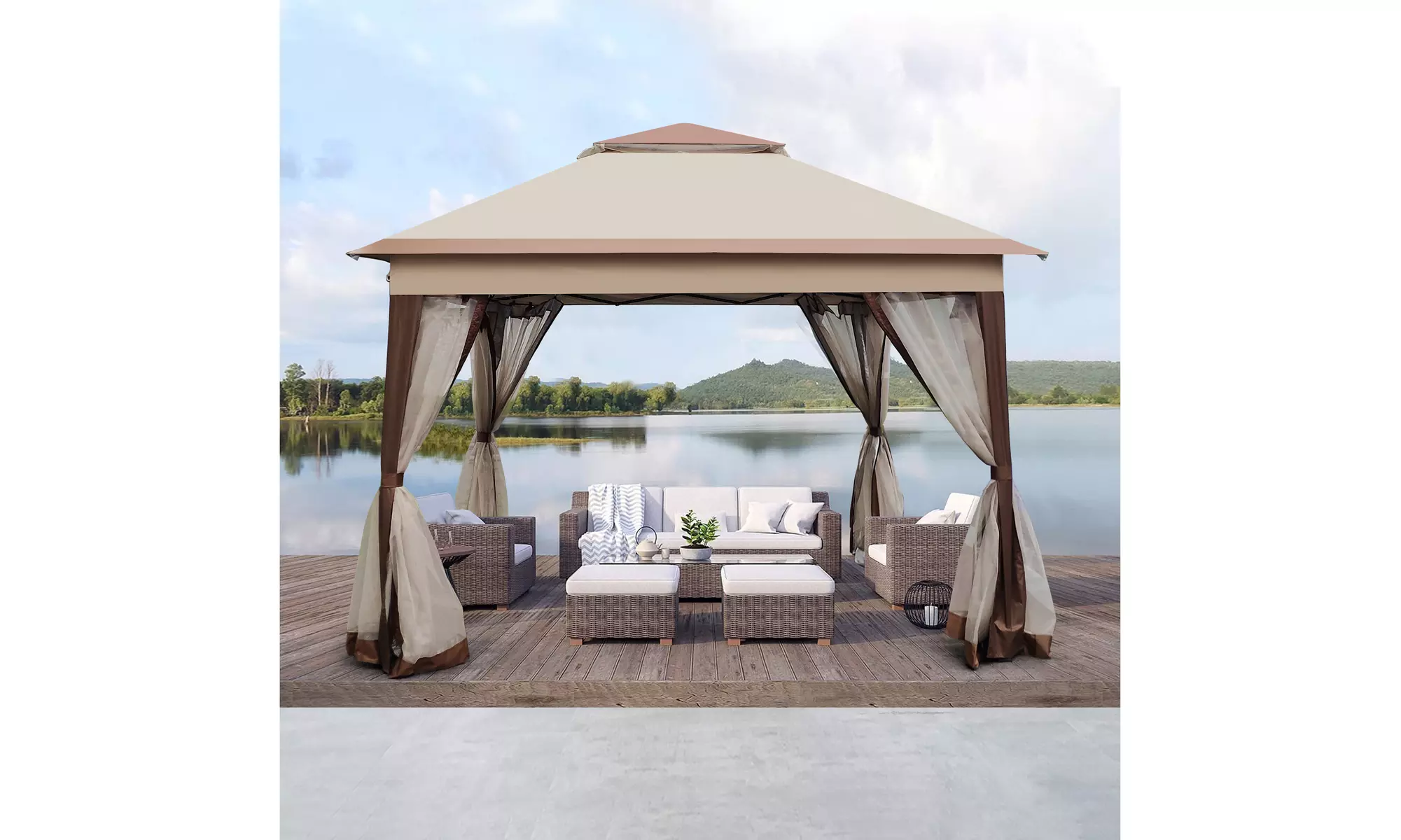 Pop Up Gazebo 11x11Ft with Removable Zipper Netting