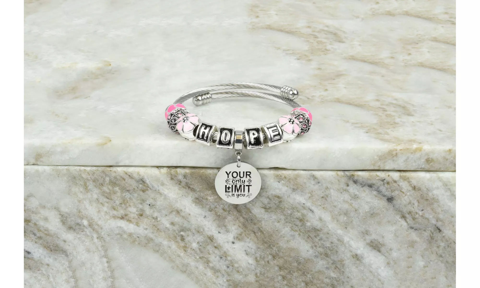 Kid's Open Cable Inspirational Hope Charmed Bracelet By Pink Box - Second Medium