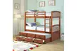 Twin over Twin Wood Bunk Bed with Trundle and Drawers, Walnut - Second Medium