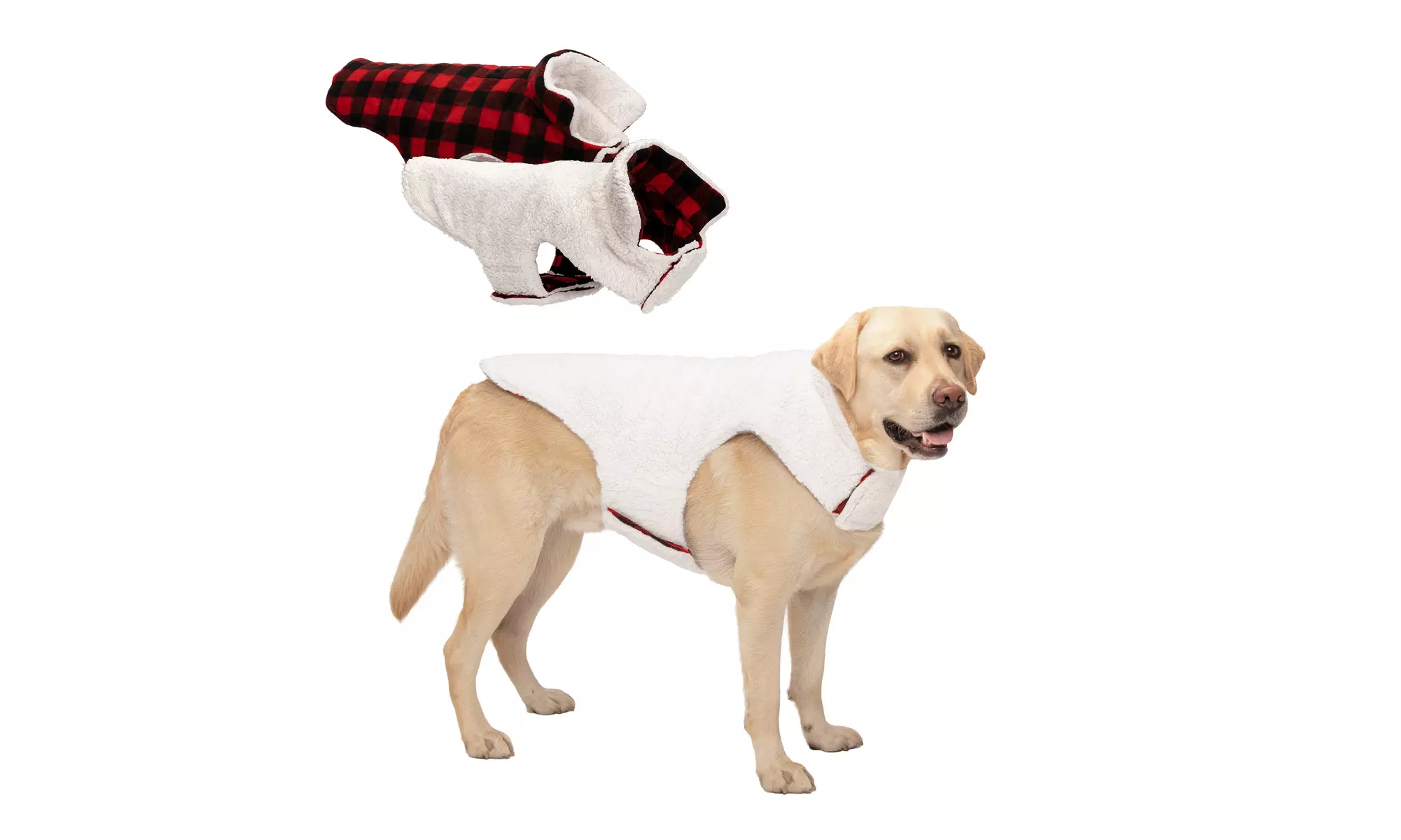 FurHaven Flex-Fit Faux Fur Warn and Cozy Reversible Dog Coat