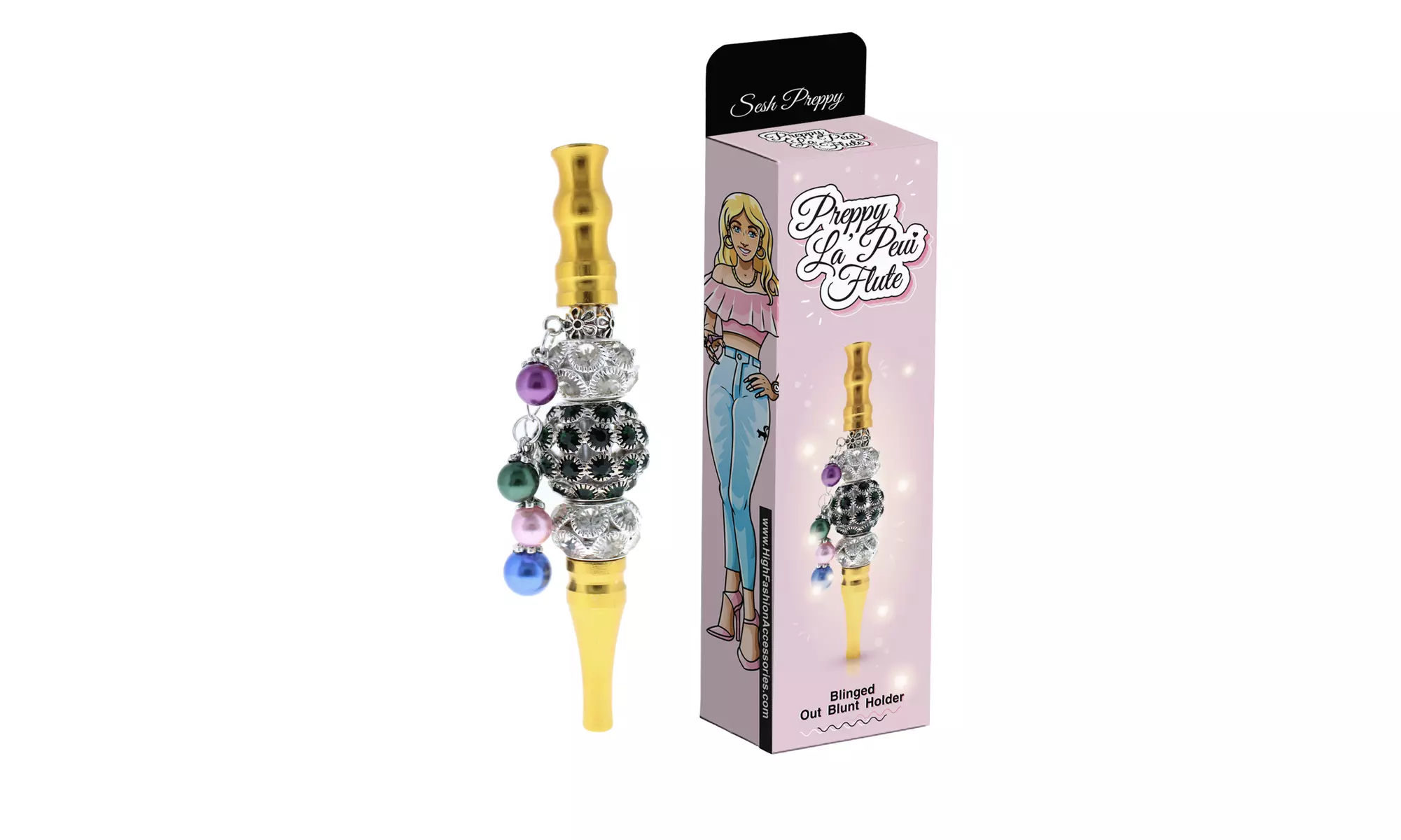 Preppy La' Peui Fashion Bling Rhinestone Cigarette Holder Hookah Mouth Tip - Primary Image