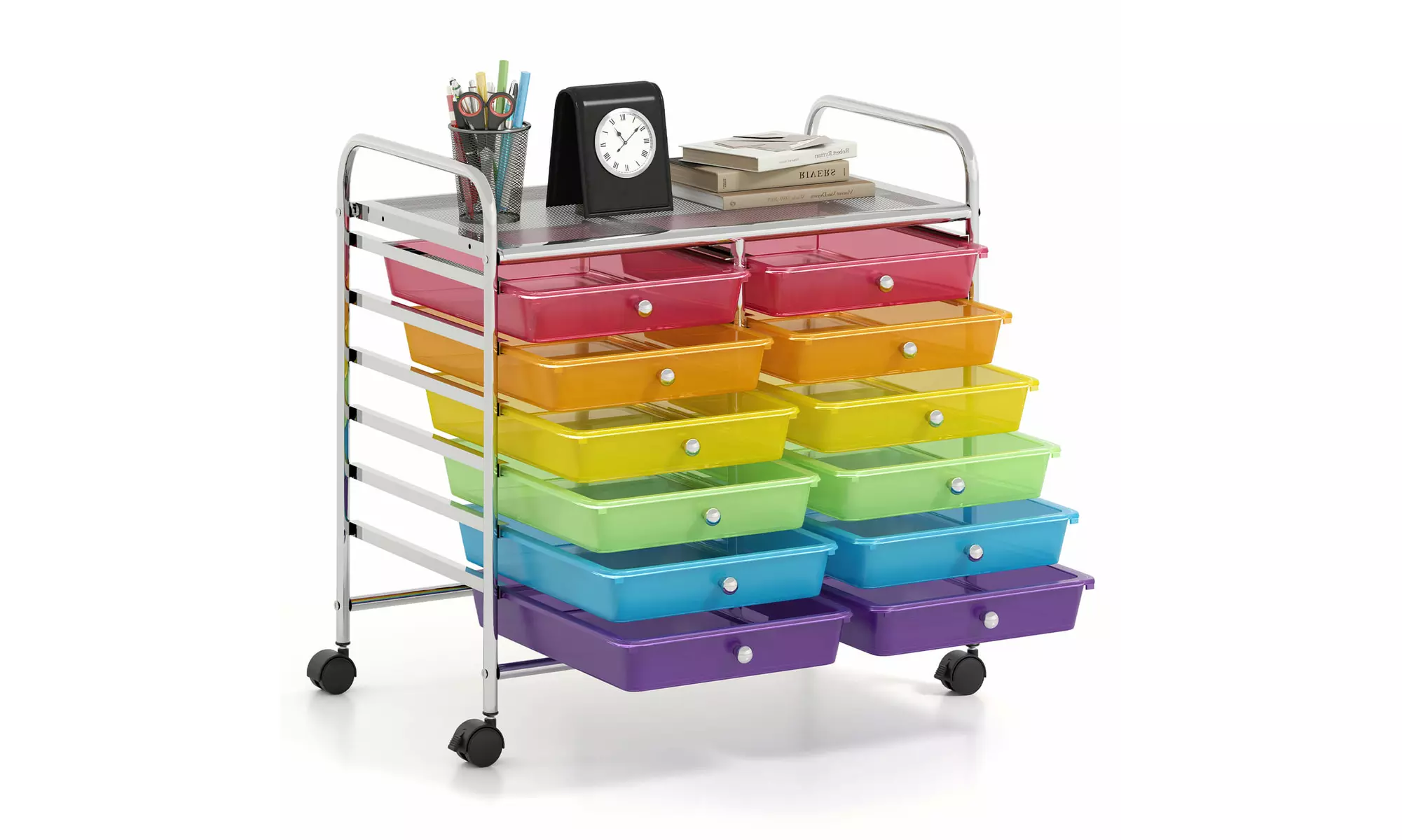 Costway 12 Drawers Rolling Cart Storage Scrapbook Paper Studio Organizer Bins