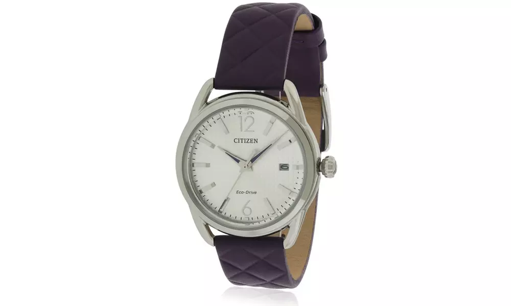 Citizen Drive LTR Purple Quilted Leather Ladies Watch FE6080-03A - Second Medium
