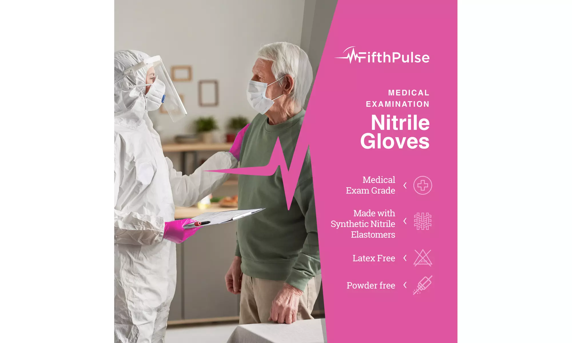 Fifth Pulse Nitrile Exam Latex Free & Powder Free Gloves - Box of 200 