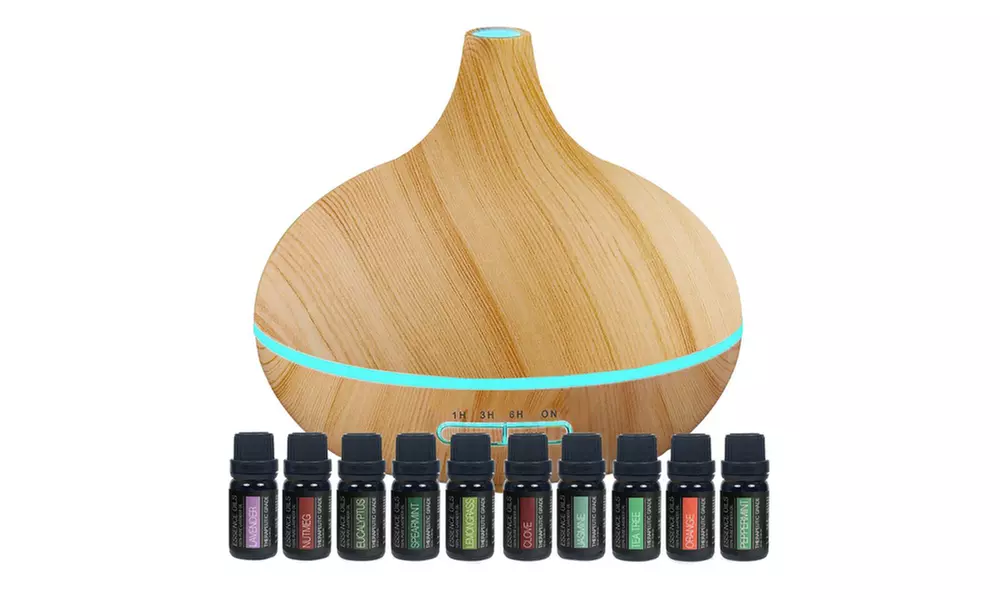 Pure Daily Care 400ml Ultrasonic Aroma Diffuser & 10-Pack Pure Essential Oils - Primary Image