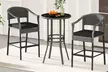 Costway 3-Piece Patio Rattan Bar Set Wicker Bar Height Armchairs and Round Table - Second Medium