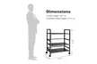 3 Tier Wire Mesh Rolling Cart with Hooks - Second Medium