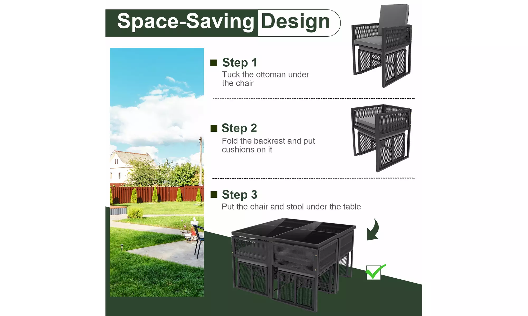 Costway 9-Piece Patio Dining Set with PE Rattan Chairs Tempered Glass Table
