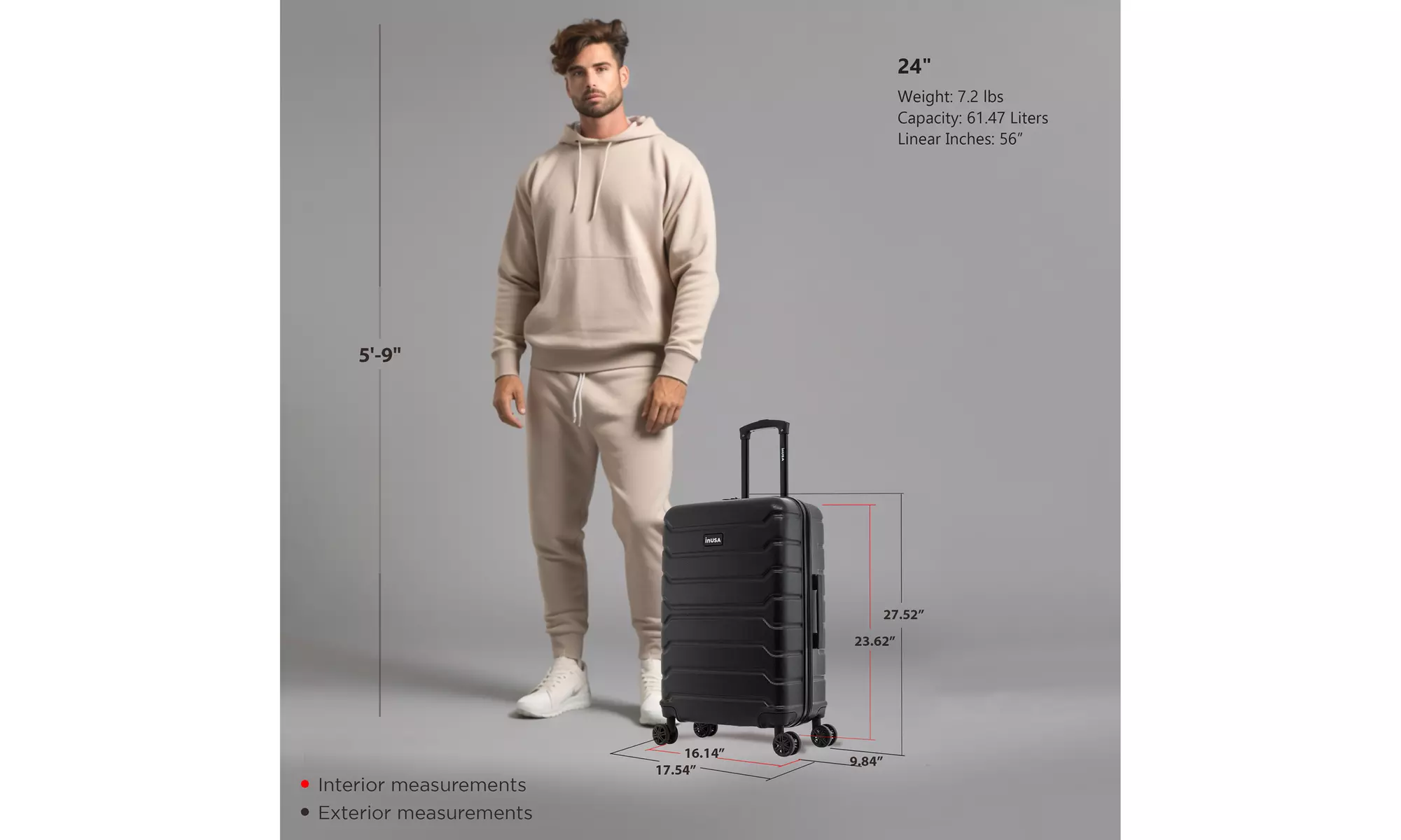 InUSA Trend lightweight hardside spinner luggage 20'', 24", 28" 
