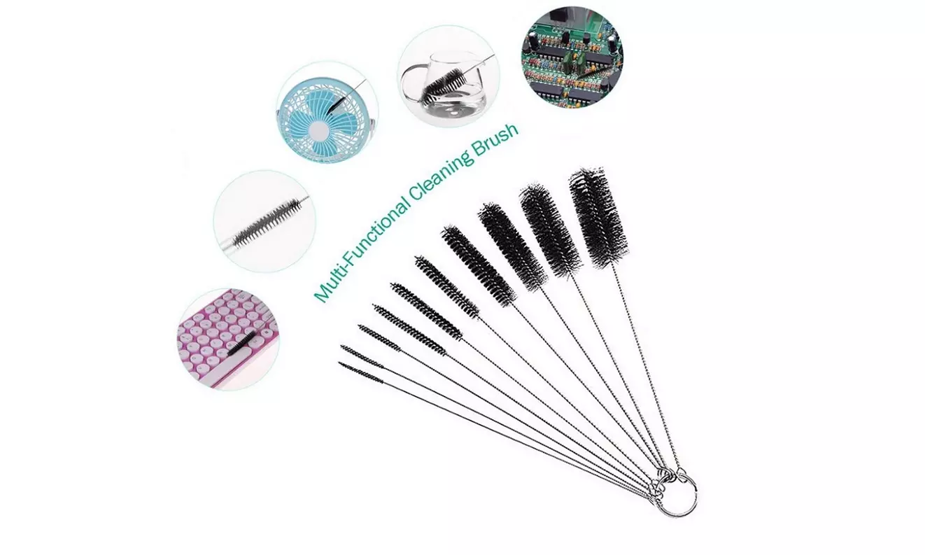 10 PCs Nylon Cleaning Brushes Set-Versatile Bristle Kit for Tubes Bottle & Straw - Second Medium
