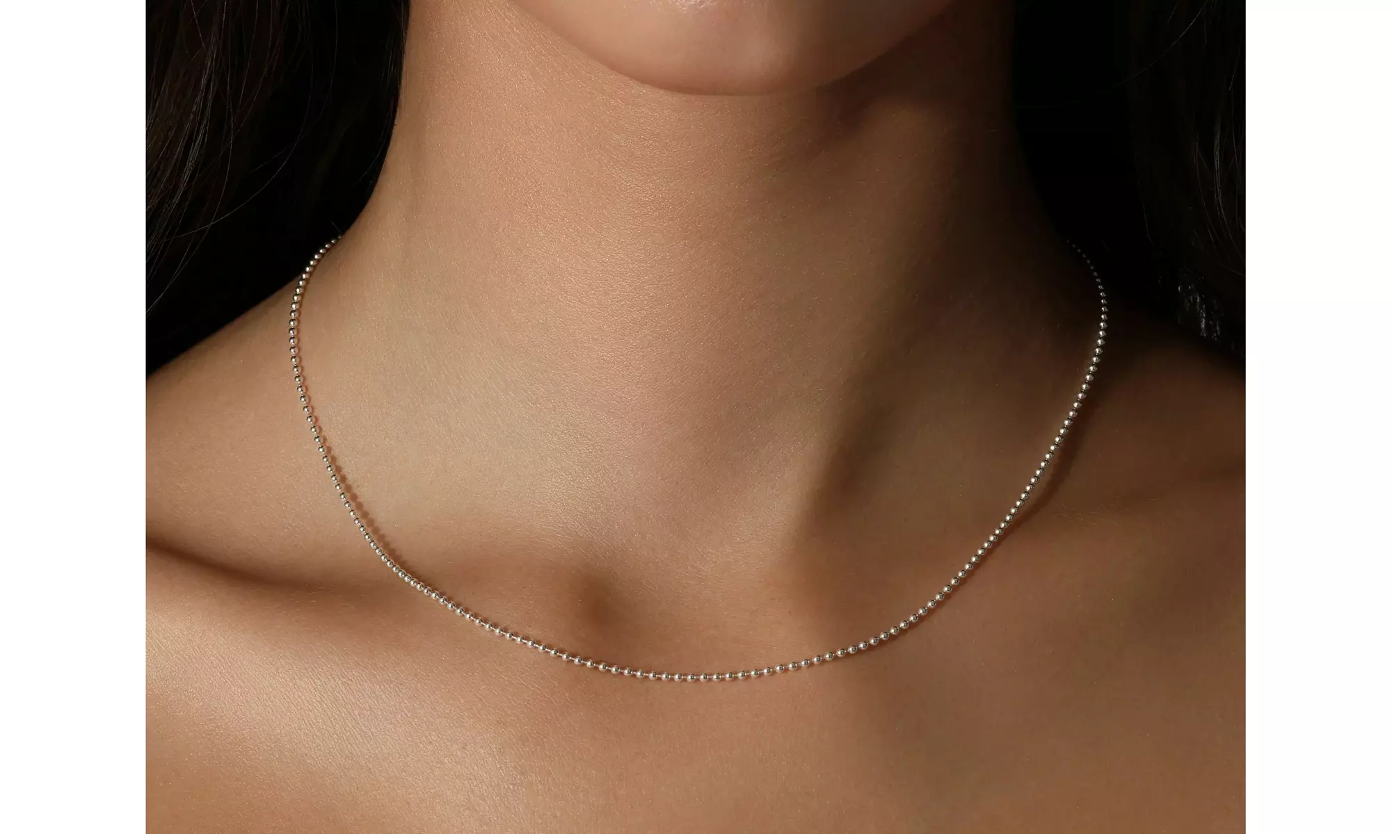 Elegant Italian 925 Sterling Silver 1.5MM Bead Chain Necklace 