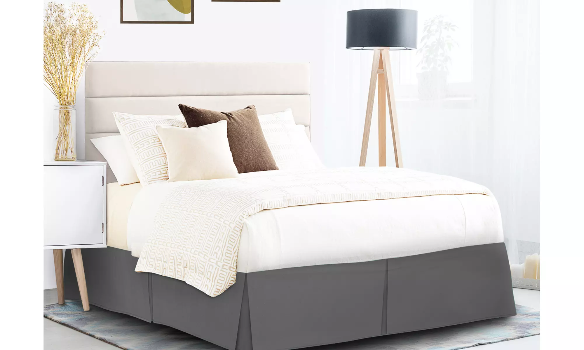 Nestl Pleated Queen Bed Skirt - 14" Tailored Drop Luxury Microfiber Dust Ruffle