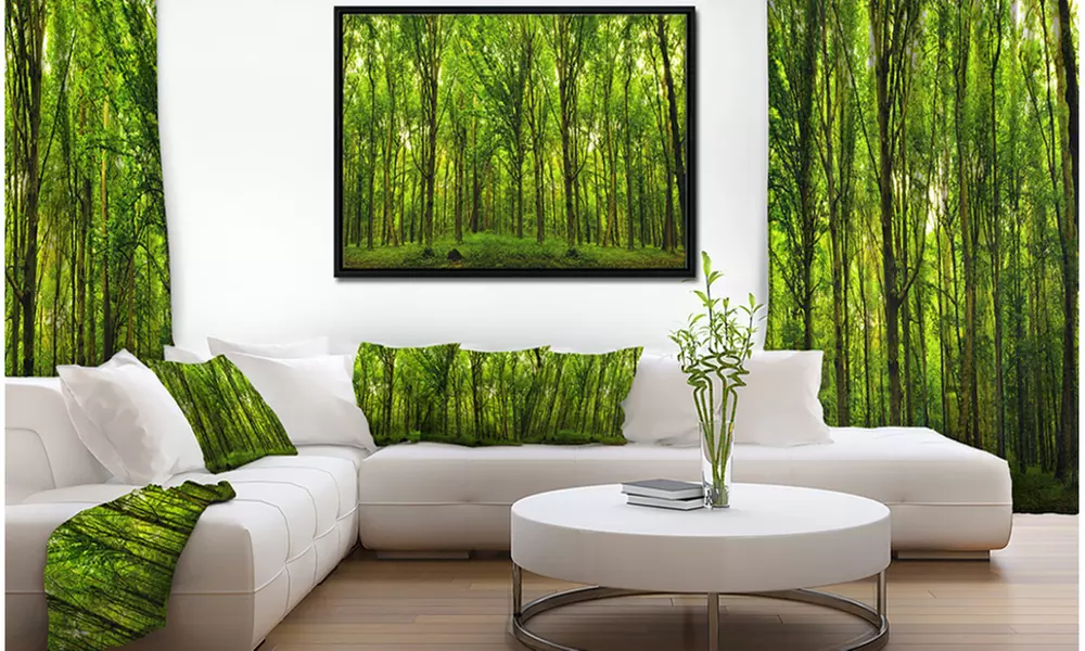 Green Forest - Landscape Photo Framed Canvas Art Print - Primary Image