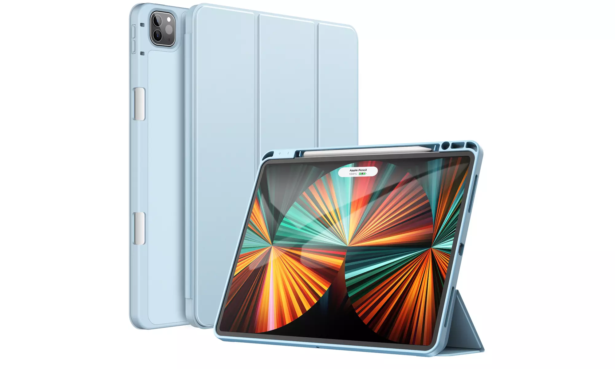 iPad Pro 12.9'' (2022/2021) Case with Pencil Holder, Support 2nd Pencil Charging