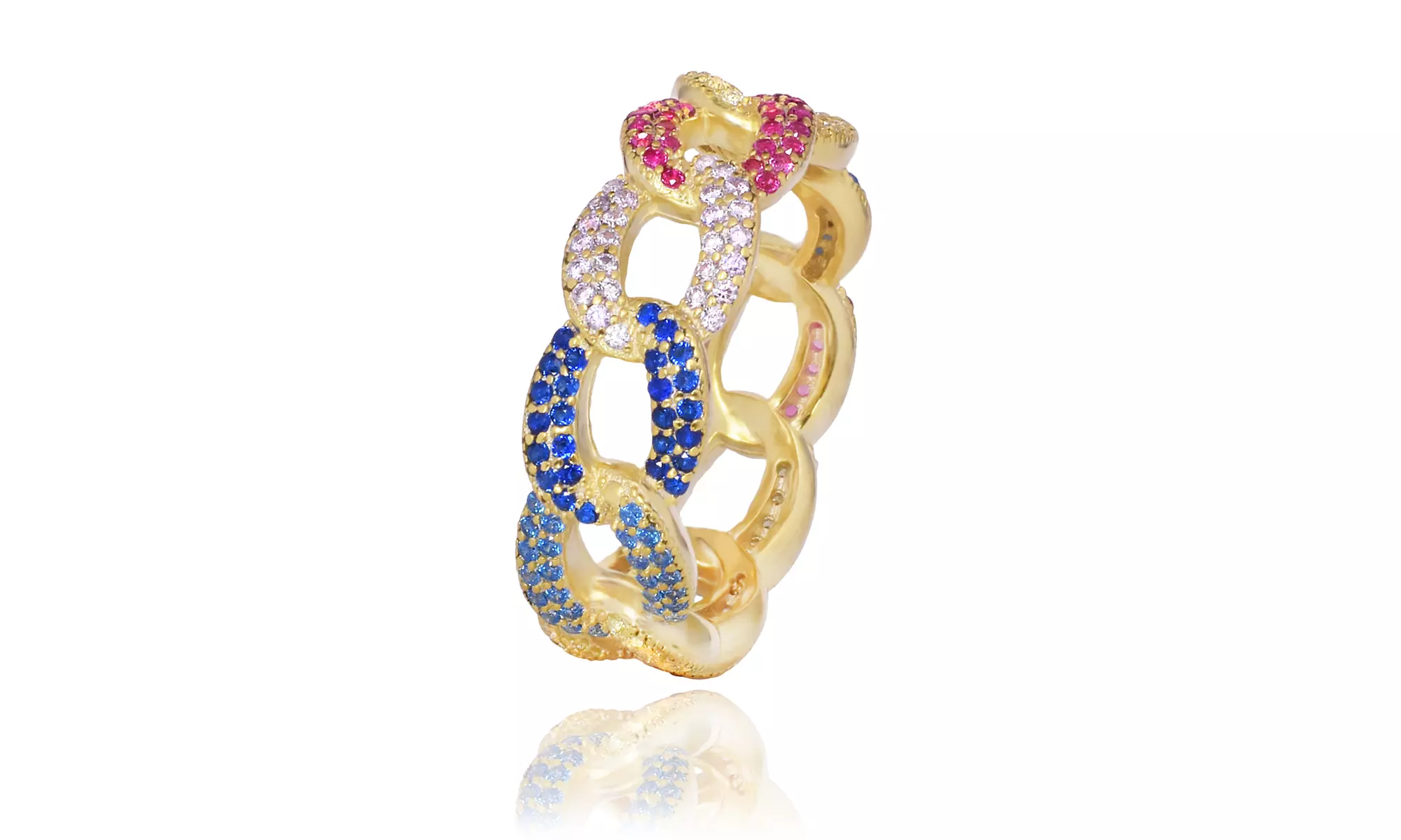 Crystal Pave Curb Rings in Sterling Silver - Primary Image