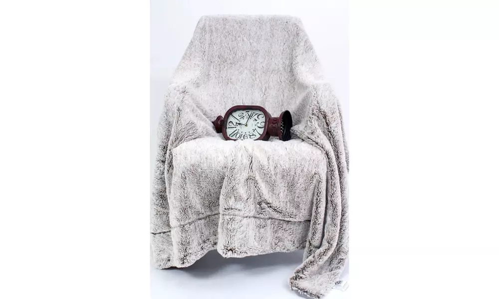 Gray Faux Fur Throw Blanket - Second Medium