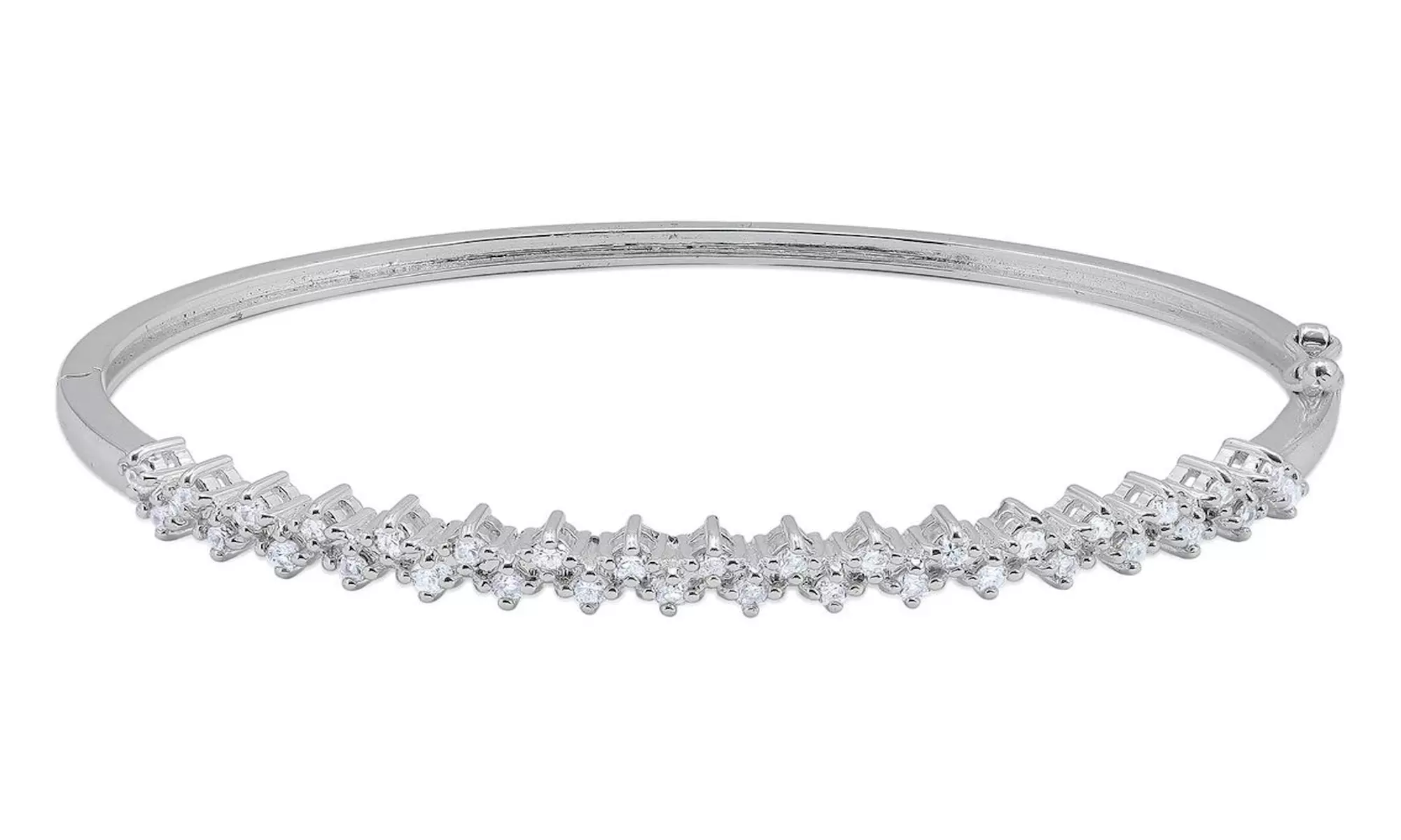 Beautiful Bangle Bracelet - Fine Silver & Cubic Zirconia Pave