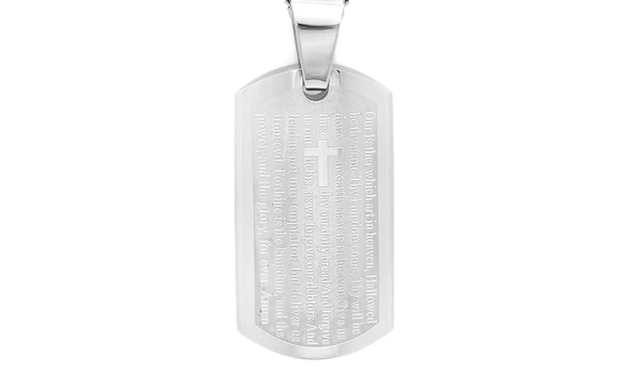 Men's Stainless Steel Lord's Prayer Pendant With 8 MM Band