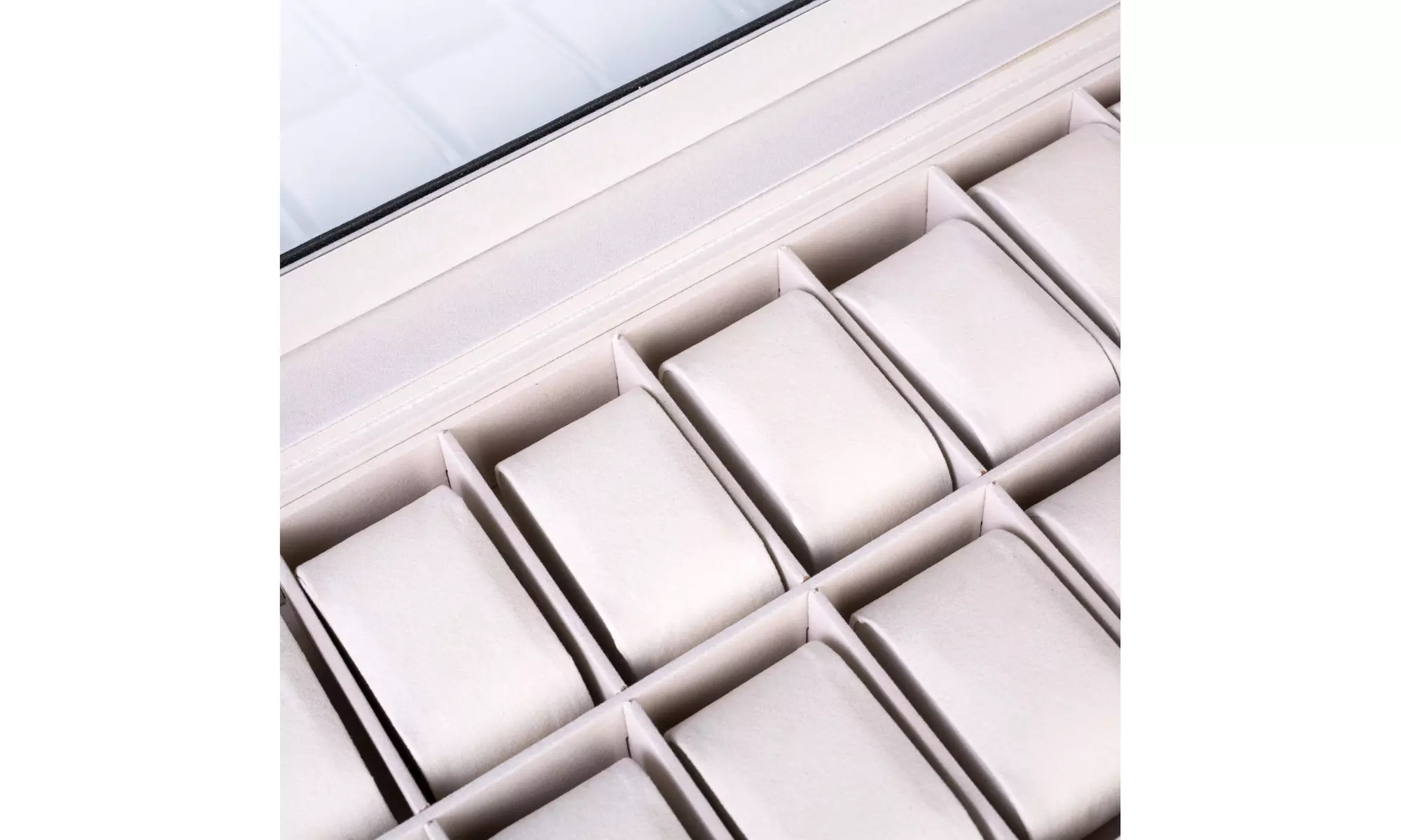 PU Leather Watch Cushion Display Glass Top Organizer Box(6,10,12,20,24 Slots)