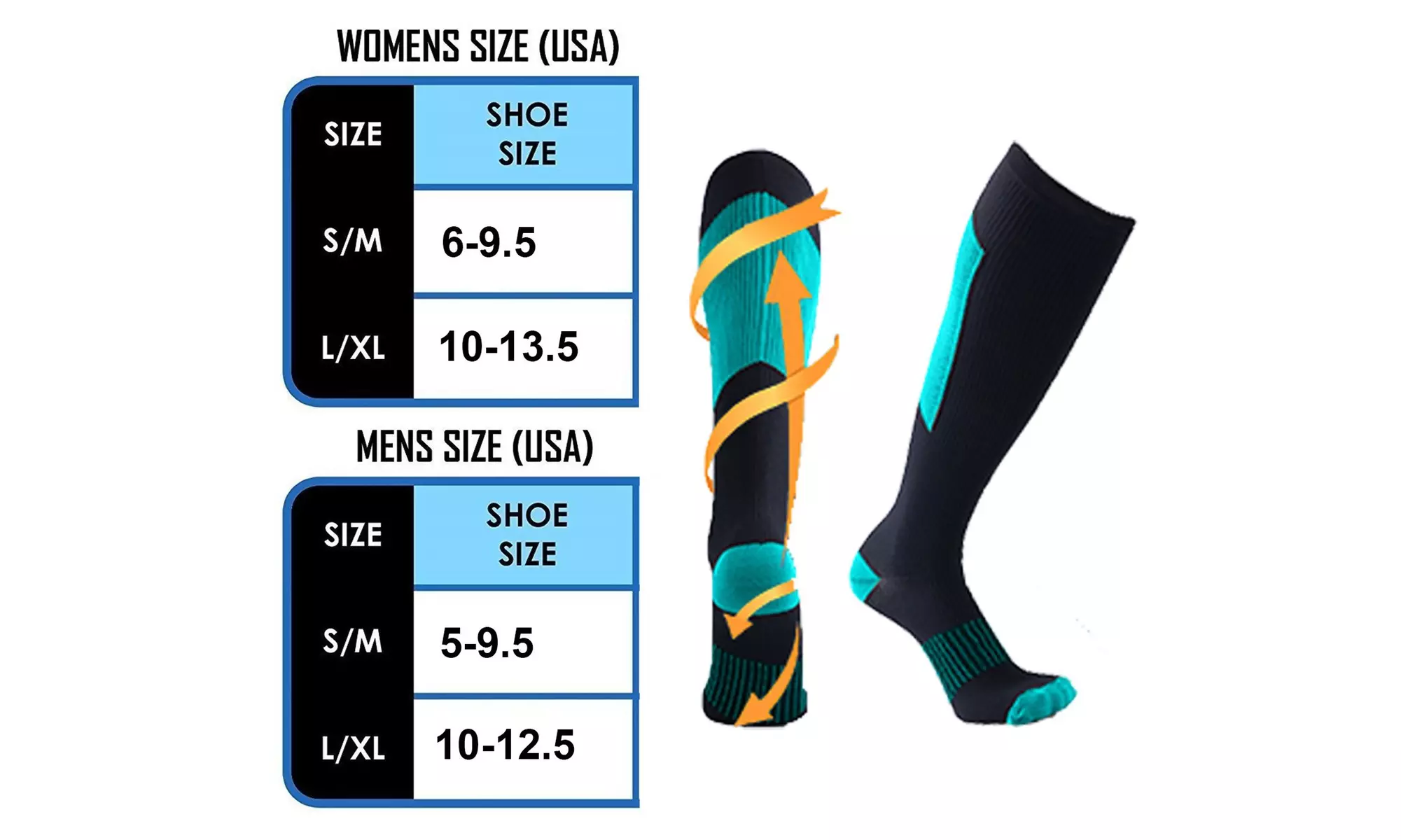 Extreme Fit Copper Compression Socks for Men & Women - 6 Pair - Second Medium