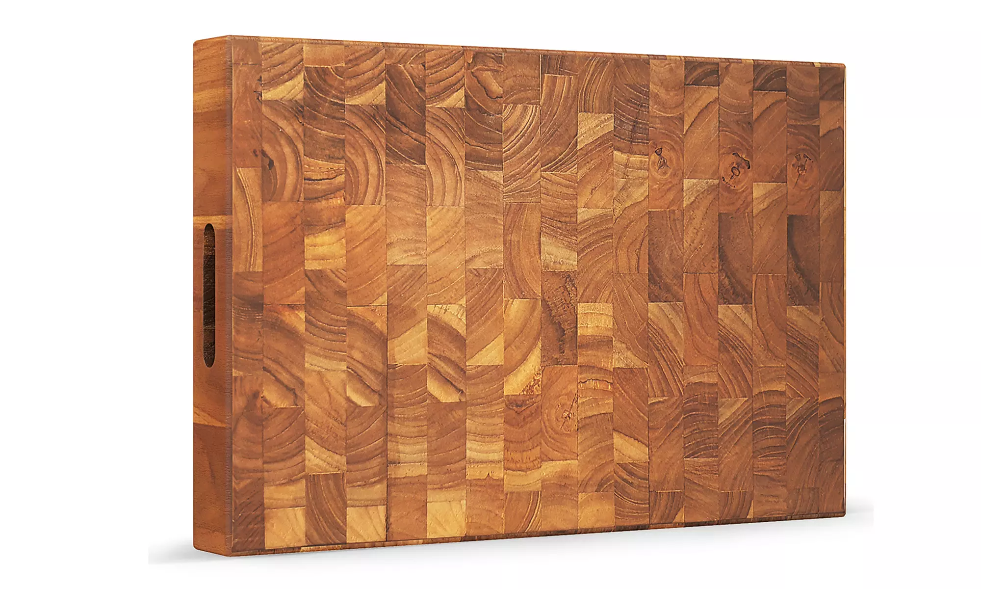 Costway End Grain Cutting Board 18" Teak Wood Chopping Block with Hand Grip