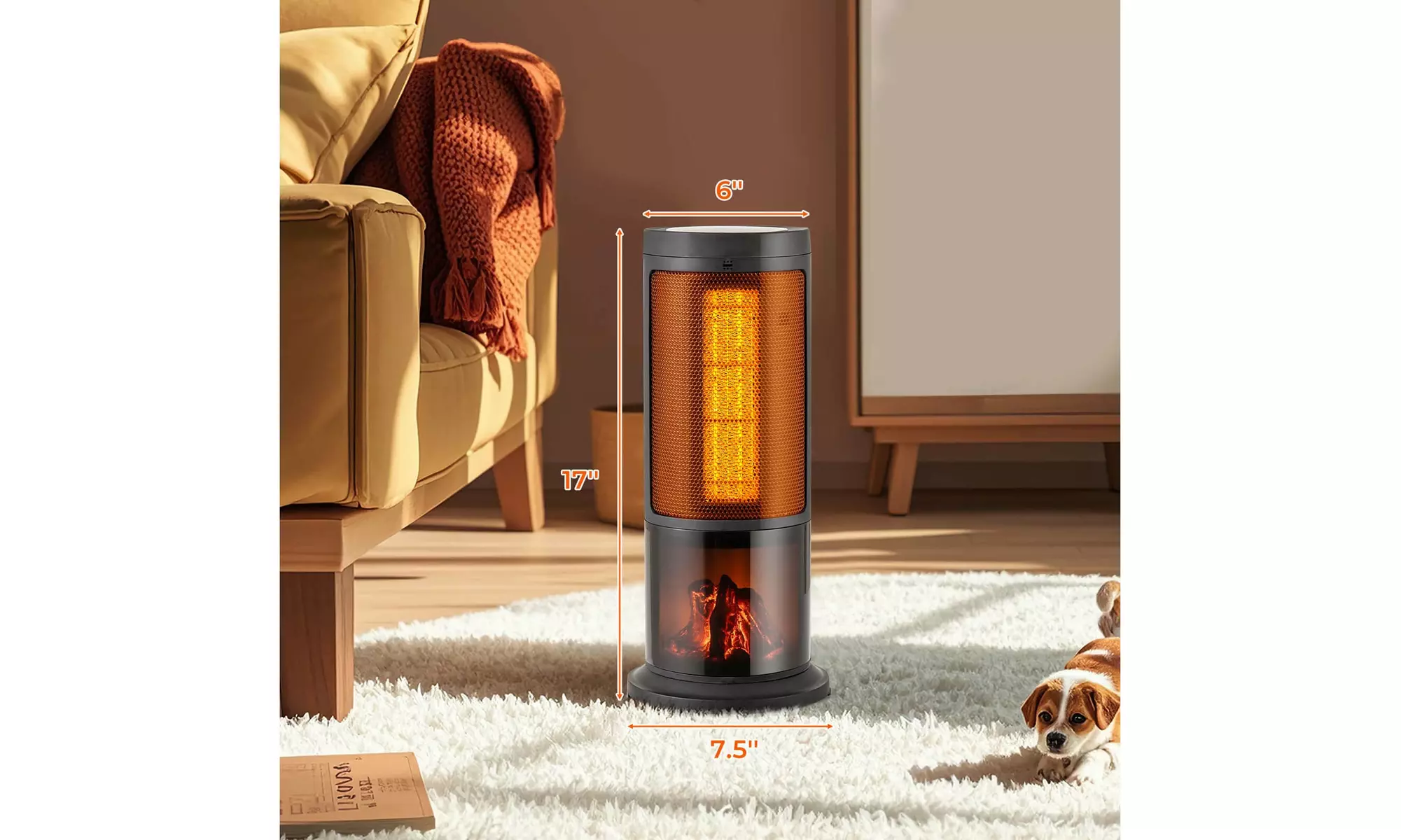 Costway 17-Inch Tower Space Heater for Indoor Use 1500W PTC Fireplace Heater