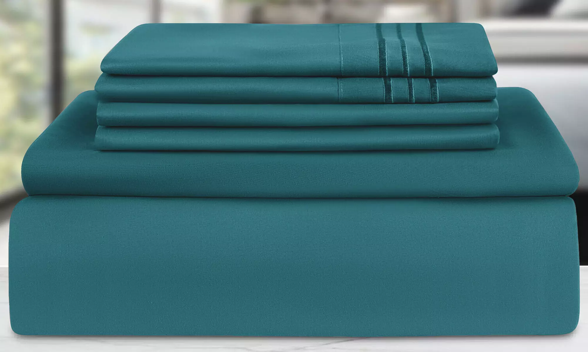 Lux Decor 6pc Premium Soft Microfiber Bed Sheet Set with Pillowcases