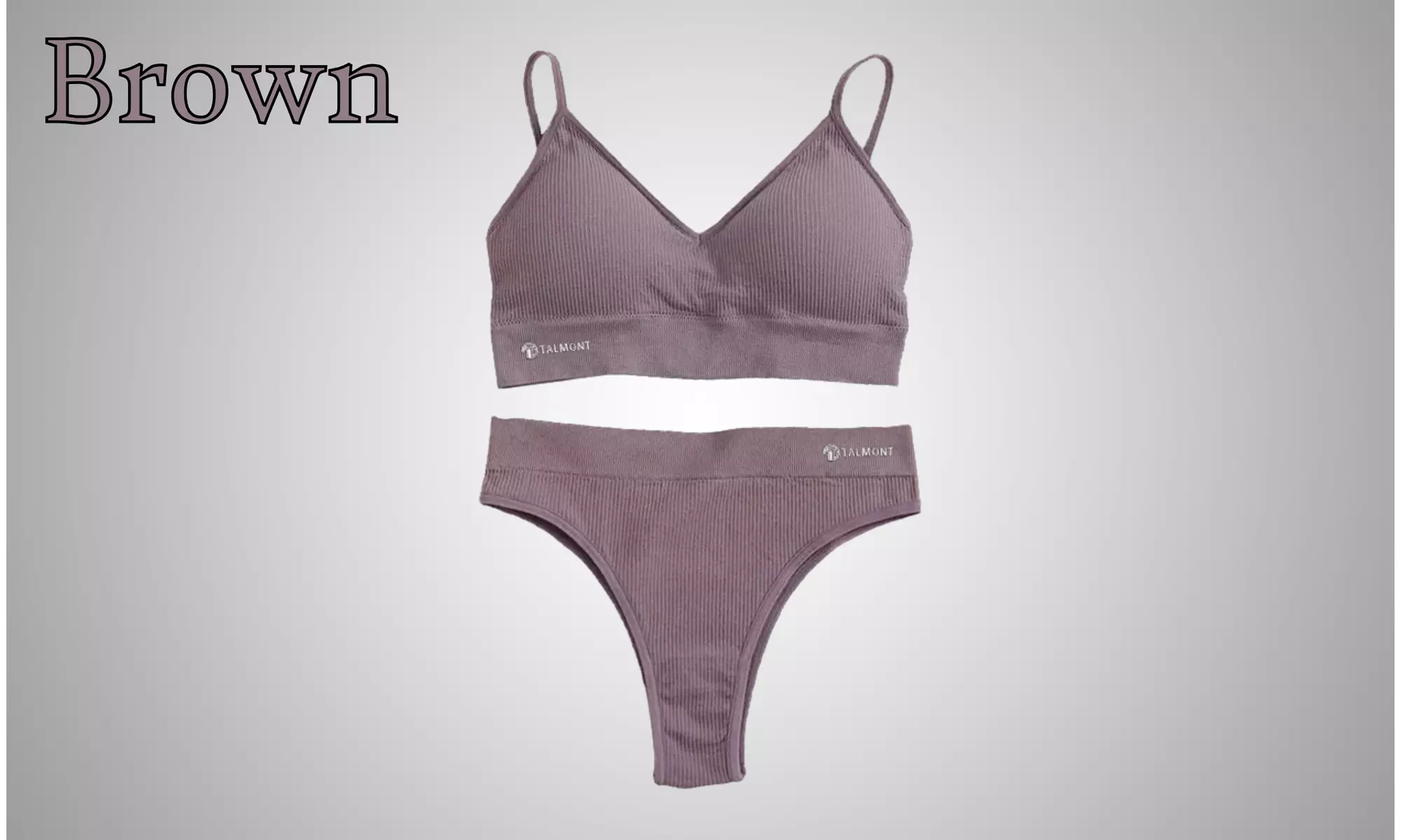 Talmont Seamless Ribbed Bra and Panty Set Soft Stretchy Lounge Lingerie