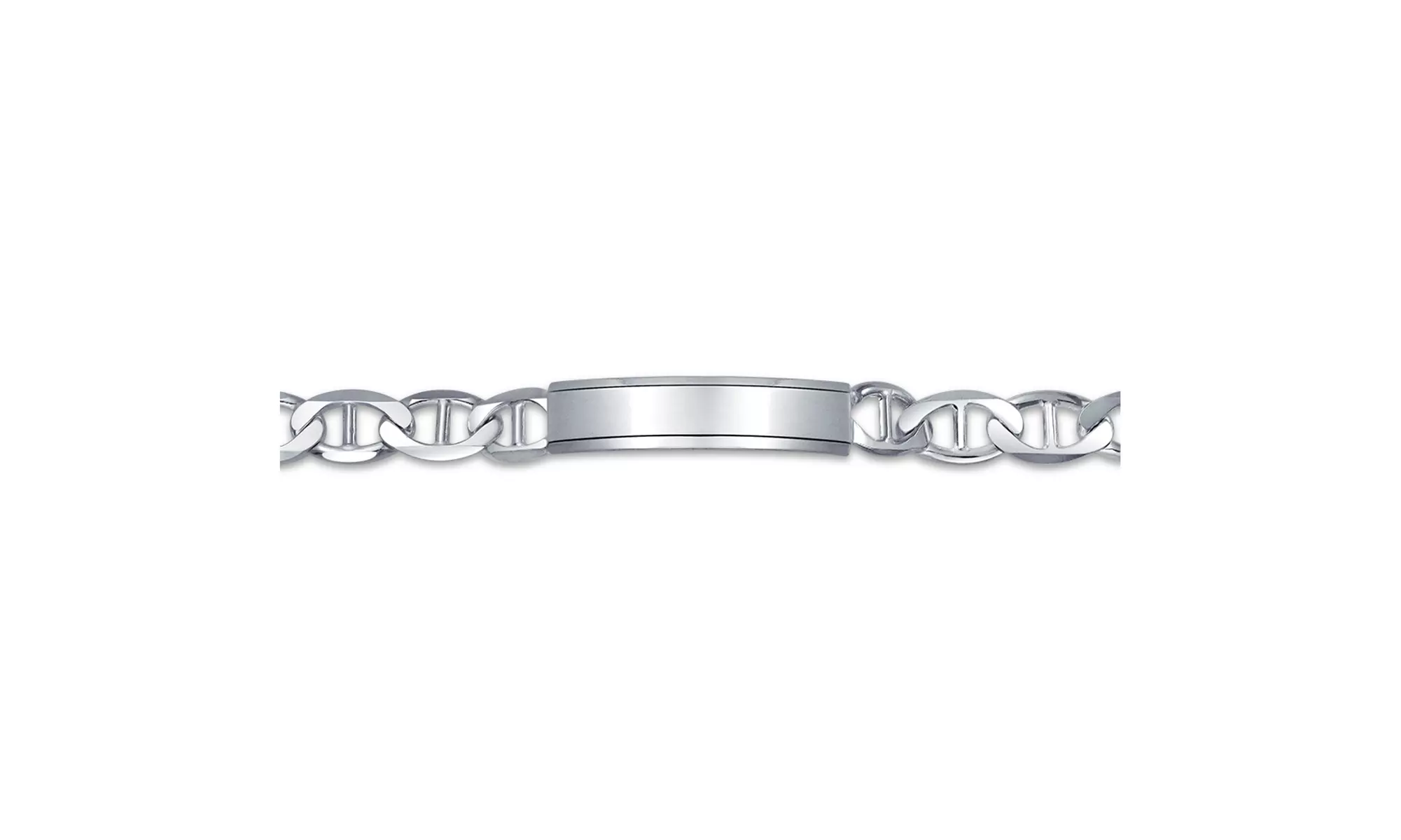 Mariner Anchor Link ID Bracelet Engravable Solid Heavy Sterling Silver - Second Medium