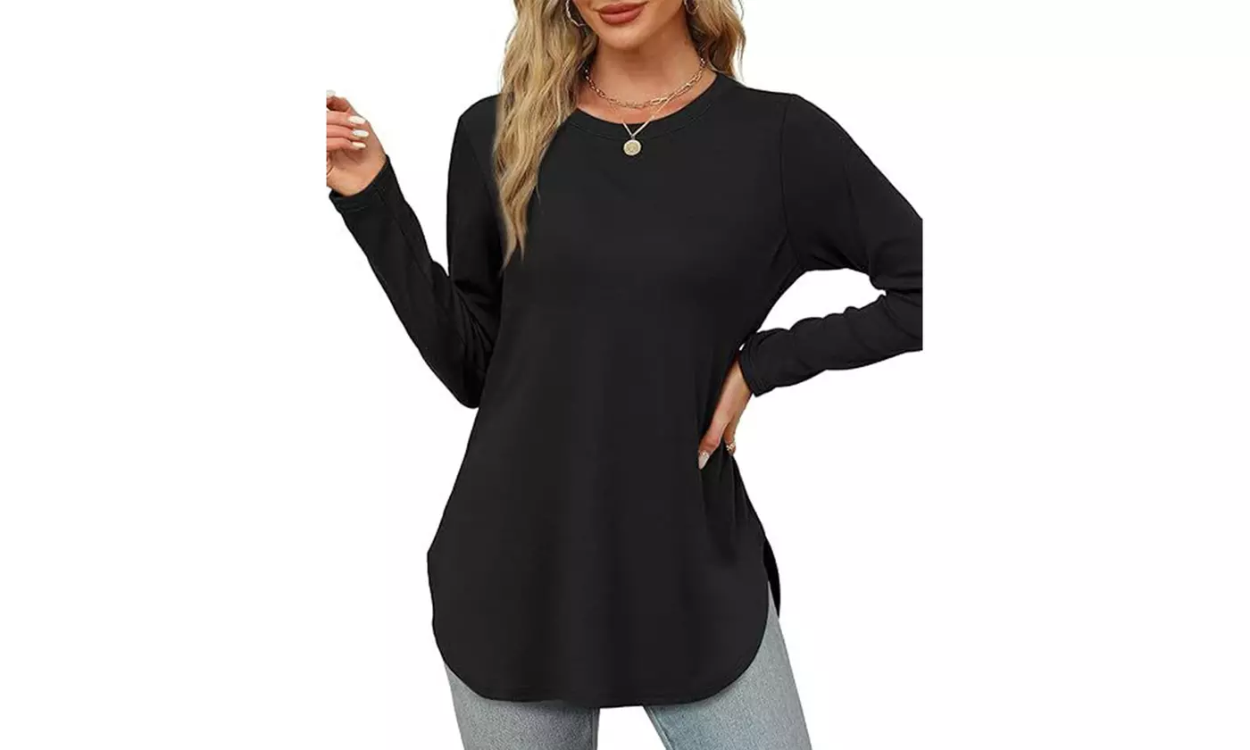 Bohuma Long Sleeve Round Hem Tunic Top