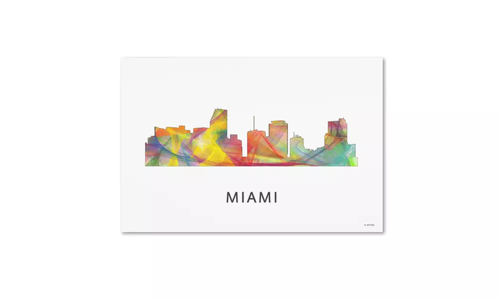 Marlene Watson 'Miami Florida Skyline WB-1' Canvas Art - Second Medium