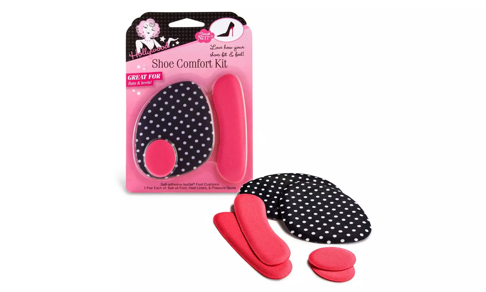 Hollywood Shoe Comfort Kit, Self-adhesive Gel Foot Cushions - Second Medium