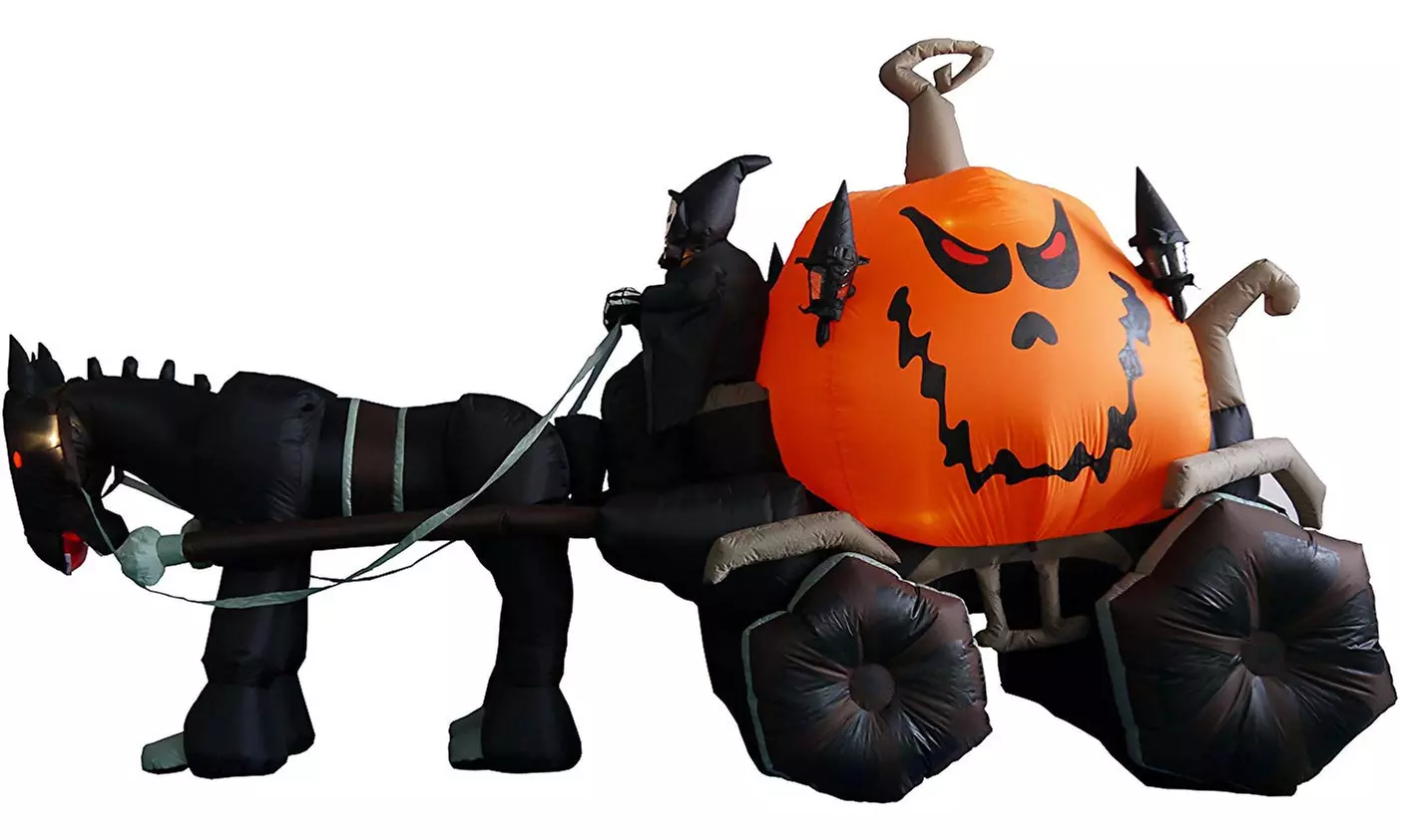 11.5 Foot Long Inflatable Grim Reaper Driving Pumpkin Carriage - Primary Image