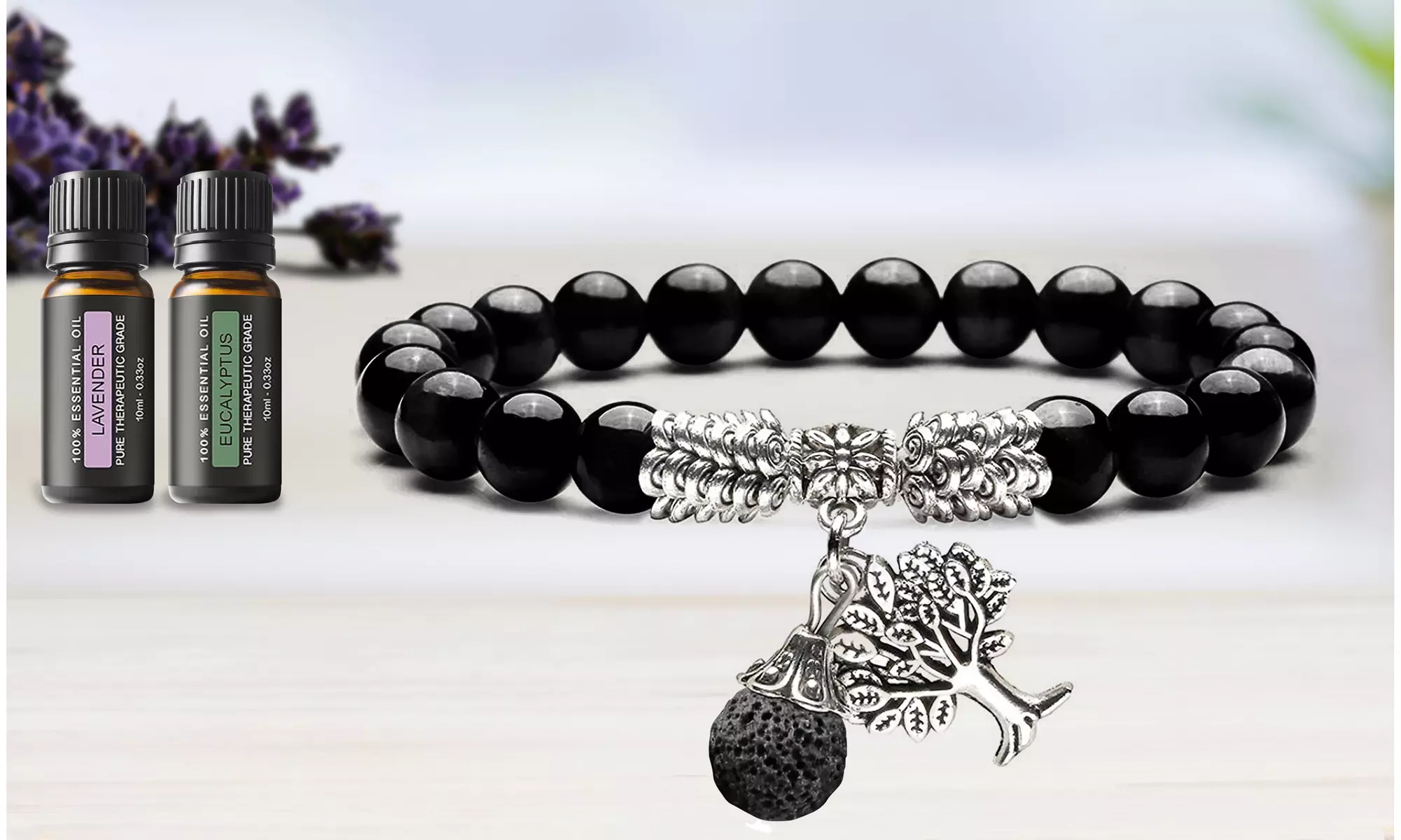 Tree of Life Bohemian Lava Diffuser Bracelet with Optional Essential Oils